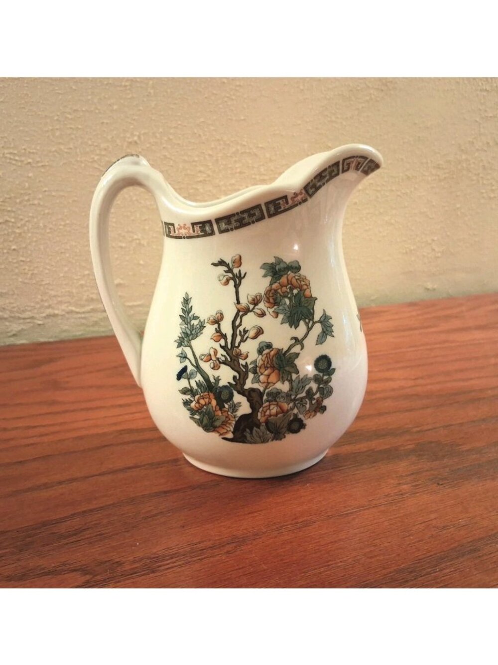 Antique Indian Tree Pattern Small Pitcher Jug Gold Trim OP Co Syracuse China